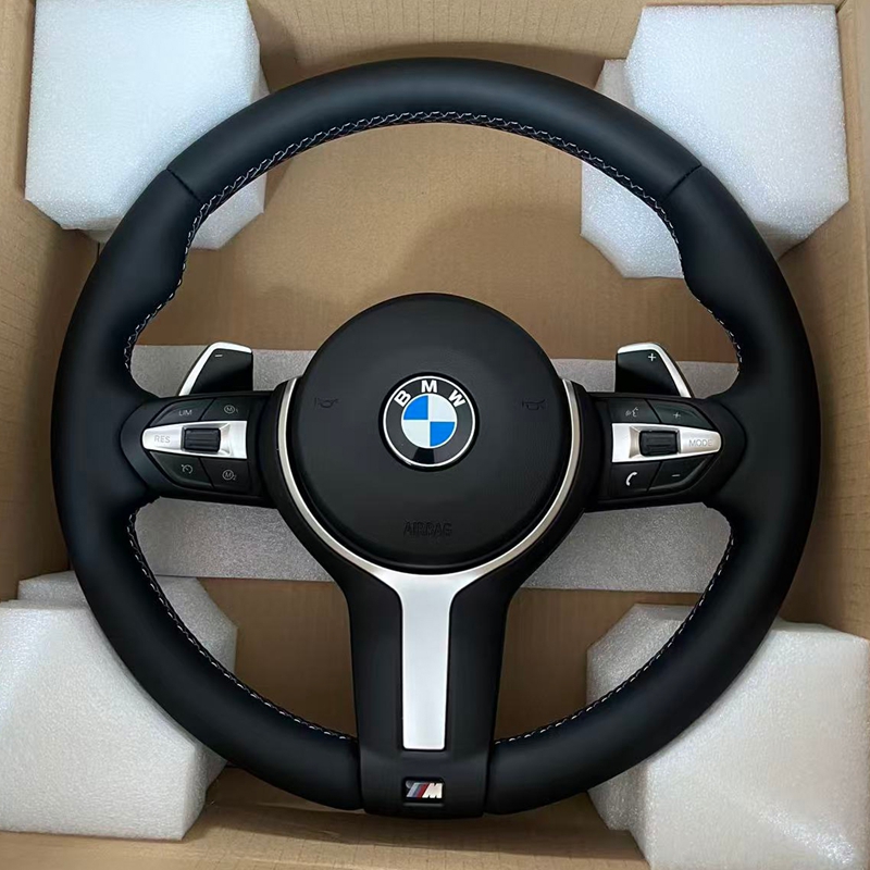 Premium Leather Flat Bottom 3 Spoke Custom Sport Steering Wheel for F10 F30 G20 G30 3/5 Series Interior Retrofit Fit Focus