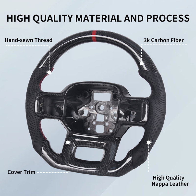 Most Popular Sports-Style Carbon Fiber Perforated Leather Wheel Custom Fit for Ford Raptor F150 Car Steering Wheel