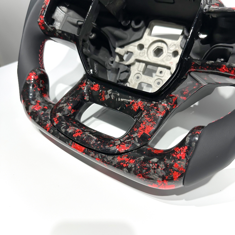 Custom Premium Location Line Red Stitched Leather PU Sports Car Steering Wheel for Ford 2021-2025 F150 Raptor Steering Wheel