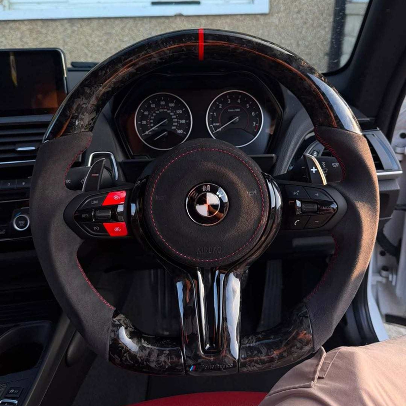 Customize Carbon Fiber Perforated Leather for BMW 3 Series 5 Series M3 M5 M6 F10 F20 F30 F90 F01 F02 Car Steering Wheel