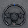 Heated Carbon Fiber Steering Wheel With Shift Paddles For Audi A4 A5 S4 S5 RS4 RS5 Perforated Leather Blue Marker Jionx