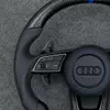 Perforated Leather Grip Closeup Heated Carbon Fiber Steering Wheel Audi A4 A5 S4 S5 RS4 RS5 Jionx