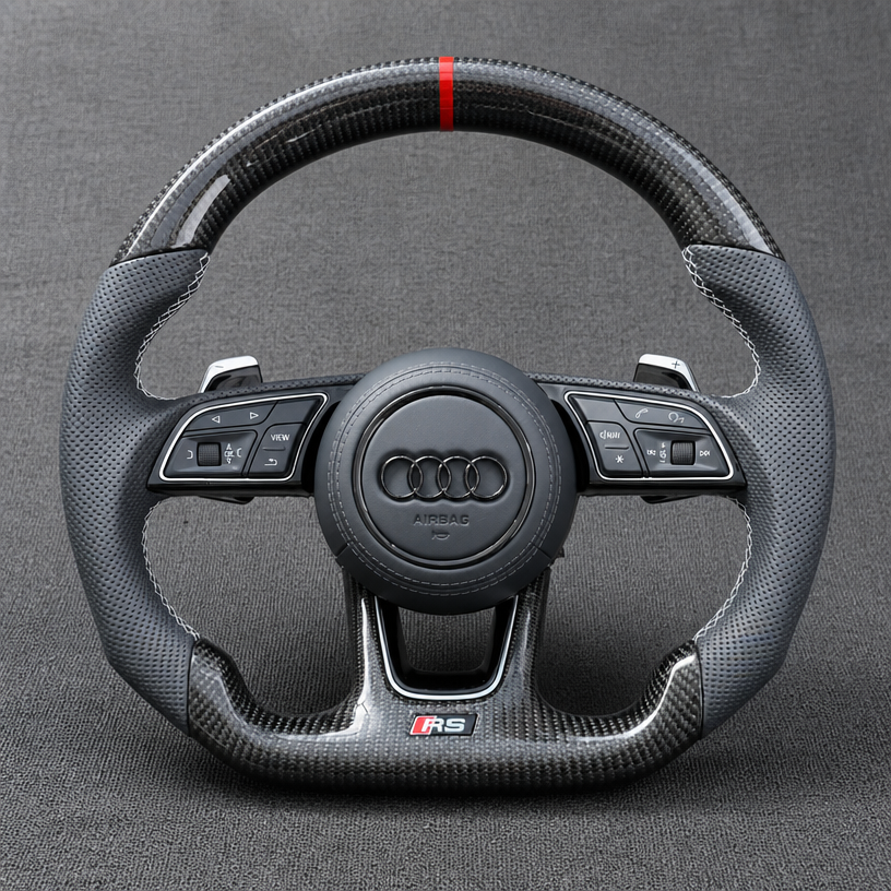 Custom Alcantara Nappa Leather Carbon Fiber LED Wheel for Select Audi A4 S4 RS4 A5 S5 RS5 Models B5 B6 B7 B8 B9 8T 8F F5 1994–2026 -JIONX