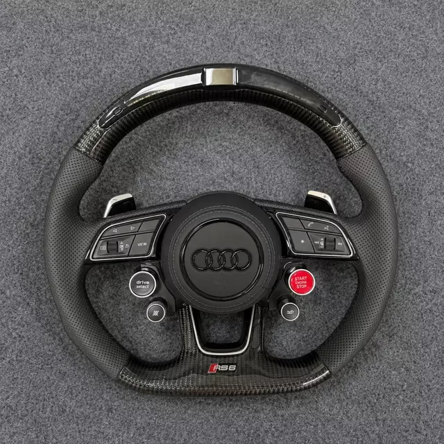 LED carbon fiber steering wheel with start stop button perforated leather for audi a4l a5 rs3 rs5 Jionx