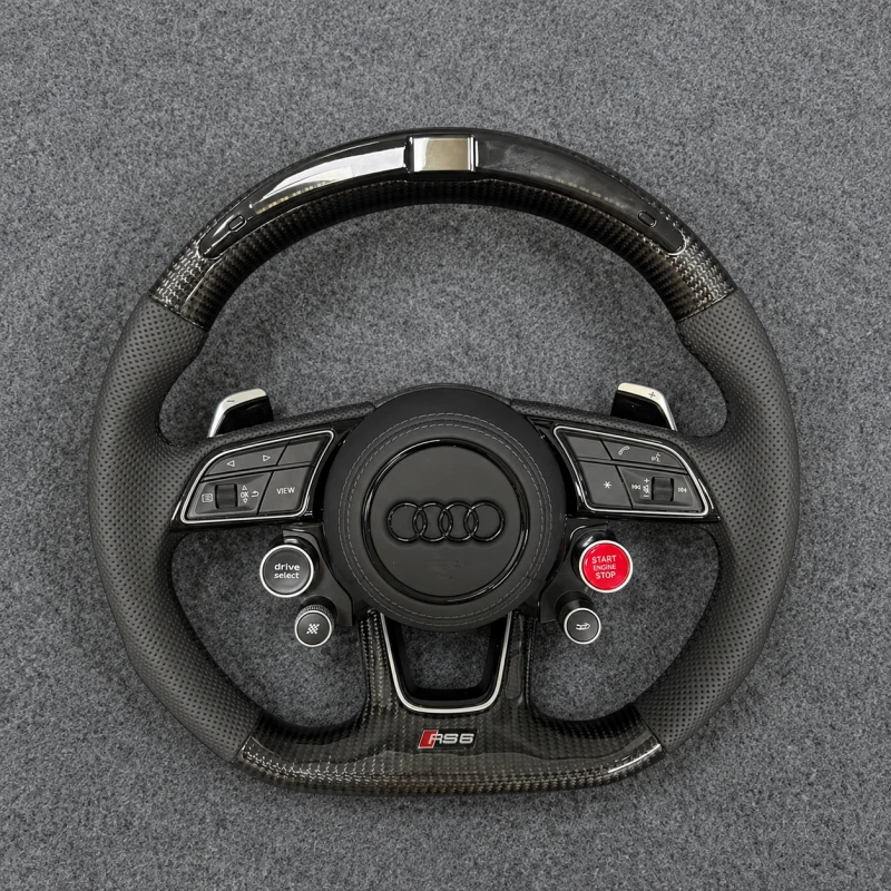 LED carbon fiber steering wheel with start stop button perforated leather for audi a4l a5 rs3 rs5 Jionx