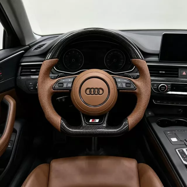 JIONX carbon fiber steering wheel installed on Audi A4 A5 S4 S5 B8 B8.5 interior
