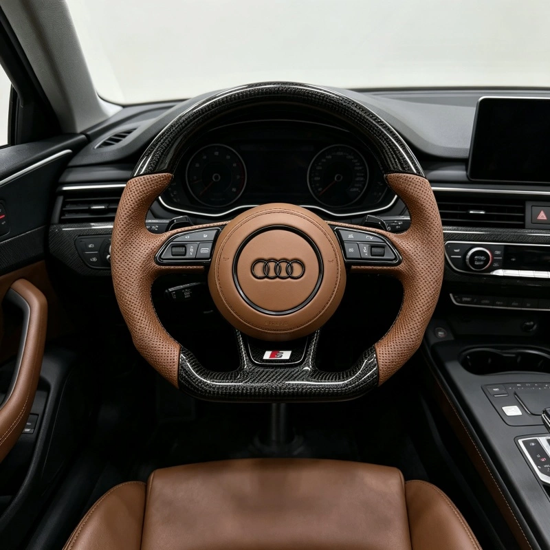 JIONX carbon fiber steering wheel installed on Audi A4 A5 S4 S5 B8 B8.5 interior