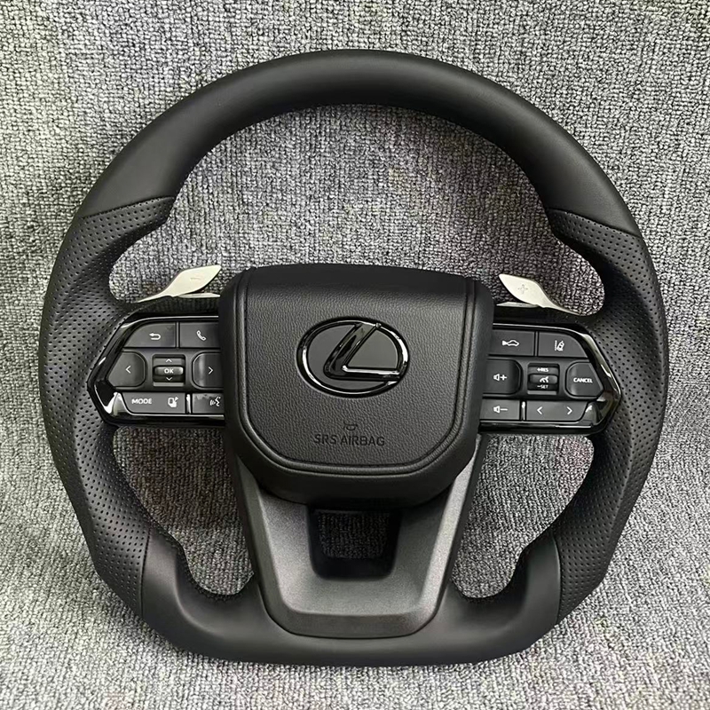 Carbon Fiber Leather Steering Wheel for Hilux Land Cruiser Prado LC300 Sports Style