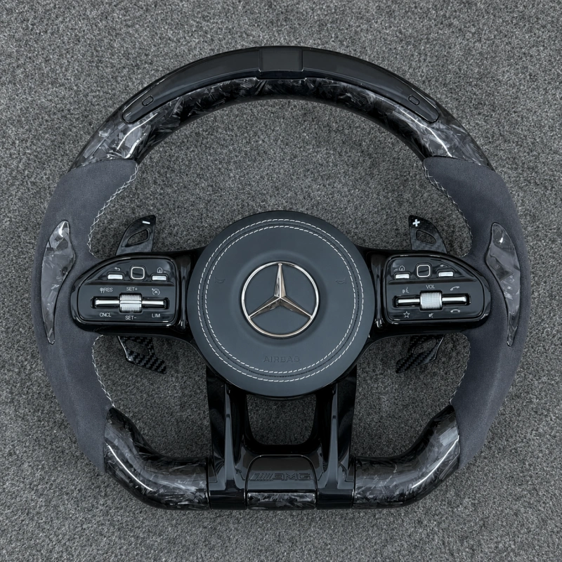 Forged Carbon Fiber LED Steering Wheel For Mercedes Benz AMG CLA GLC GLB GLS GLE W118 W204 W205 W212 W213 W221 W222 E63 E63S E63 S63 C63 CLS63 G63