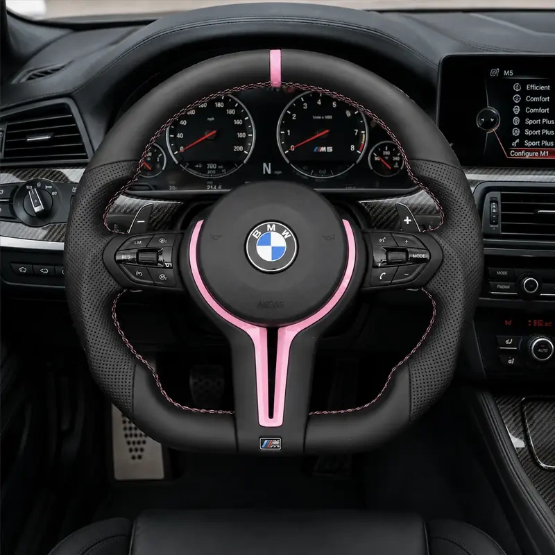 Custom 3-spoke Perforated Nappa Leather Steering Wheel for BMW 5 Series M5 2011–2023 -JIONX