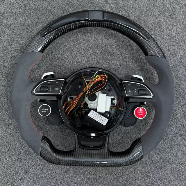 Carbon Alcantara Steering Wheel With Top LED Light, Drive Select & Start Stop Buttons For Audi A4 A5 S4 S5 RS5 2008-2017 JIONX