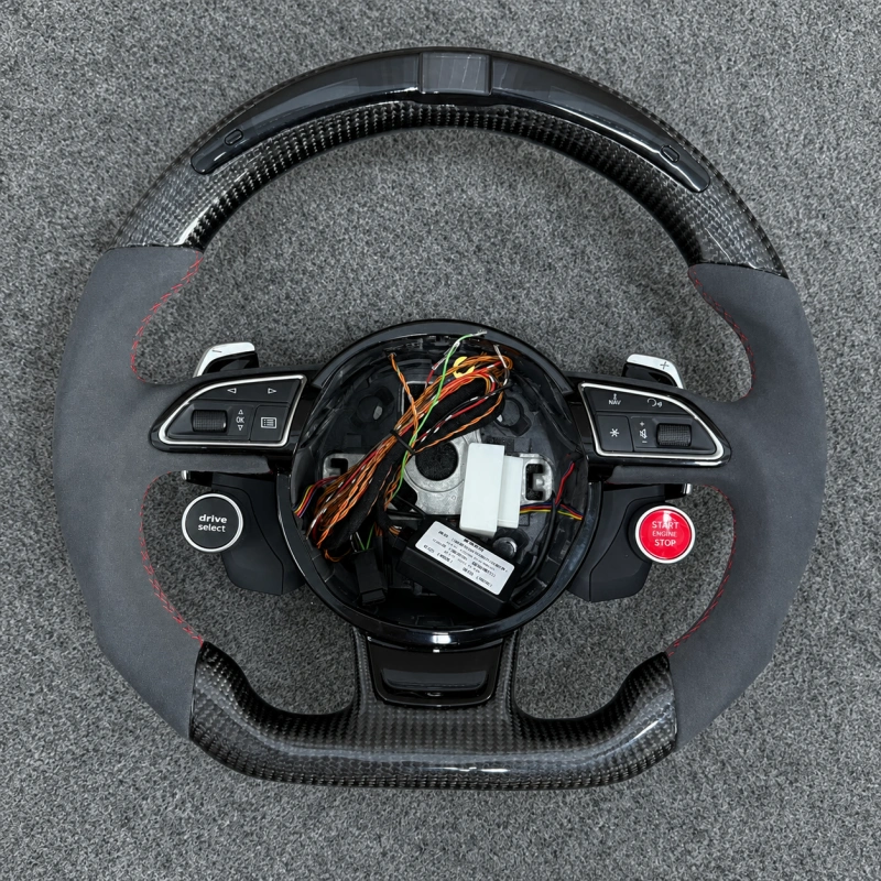 Carbon Alcantara Steering Wheel With Top LED Light, Drive Select & Start Stop Buttons For Audi A4 A5 S4 S5 RS5 2008-2017 JIONX