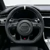 Installed Custom Flat Bottom Sport Steering Wheel For Audi A3 A4 A5 A6 A7 S Line White Stitch And White Top Marker JIONX