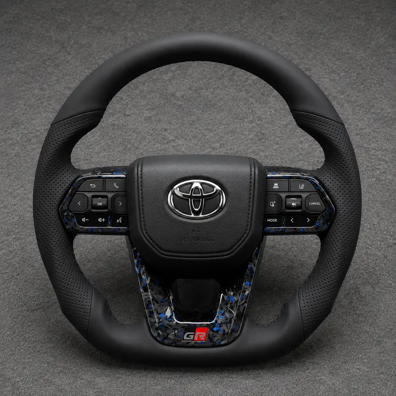 For Toyota Series 2015–2026 Nappa Leather Custom Real Carbon Fiber LED Steering Wheel -JIONX