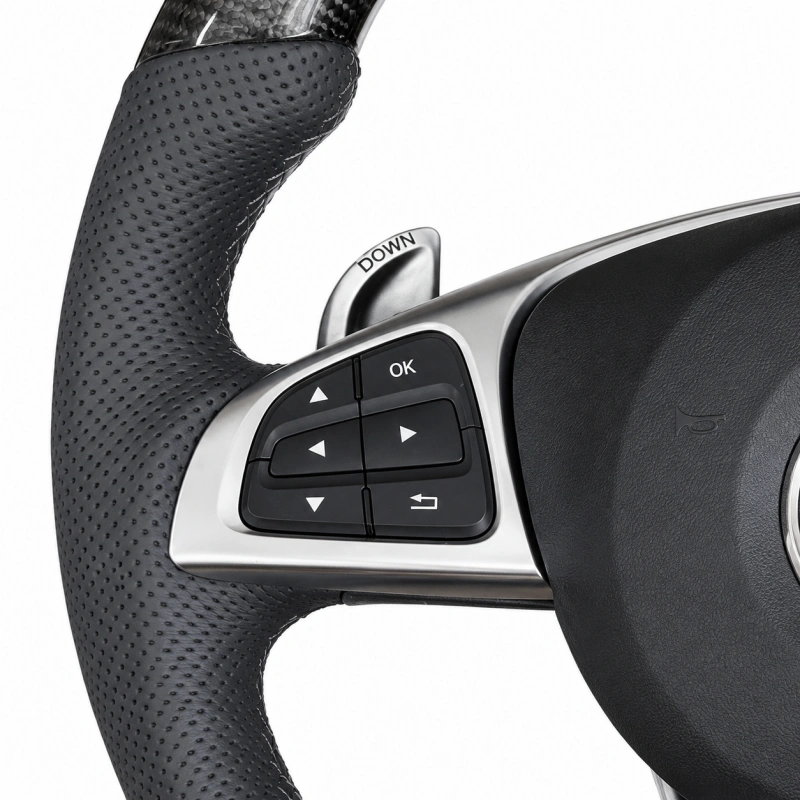 Custom carbon fiber and Nappa leather three-spoke steering wheel for Mercedes-AMG