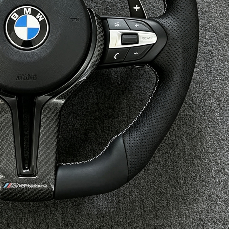 In Stock Leather Sports Steering Wheel with 40mm Grip and 3 Spokes for F30 F10 F15 F36 F20 F22 F25 F32 M3 M5 E70 E90