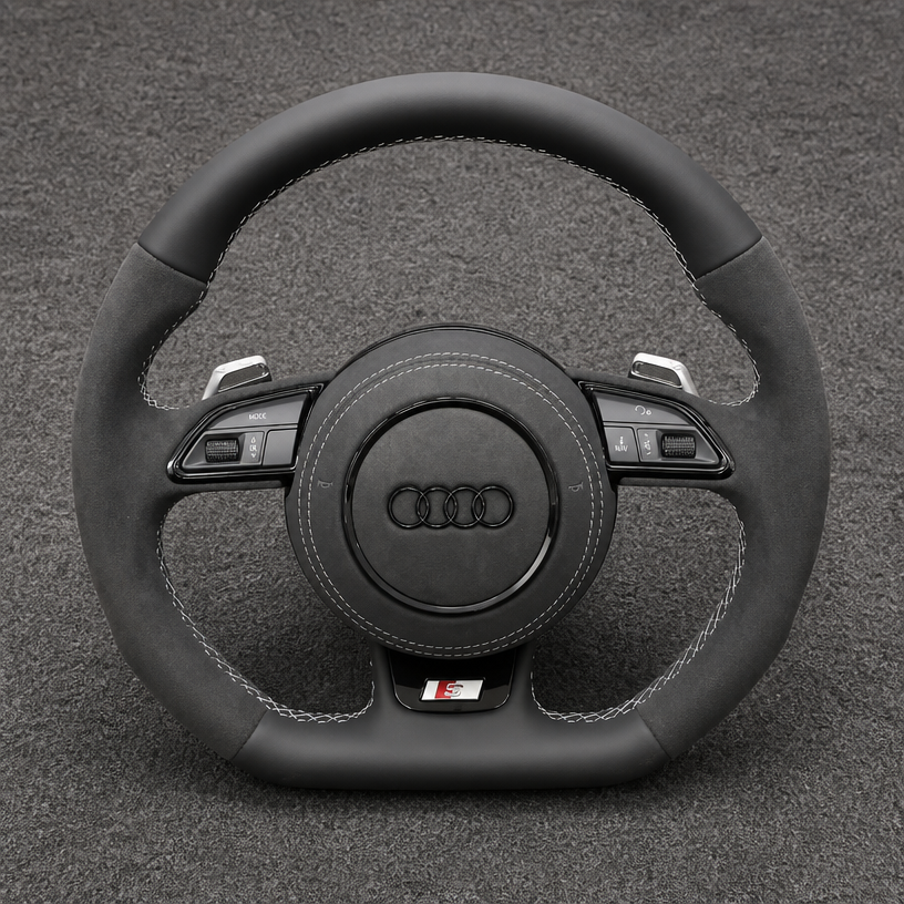 Custom Perforated Nappa Leather Carbon Fiber LED Steering Wheel for Audi A4 S4 RS4 A5 S5 RS5 B5 B6 B7 B8 B9 8T 8F F5 1994–2026 -JIONX