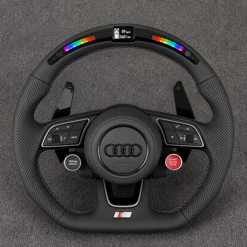 Custom Alcantara Nappa Leather Carbon Fiber LED Steering Wheel for Audi Q3 SQ3 RSQ3 8U 2011–2018 -JIONX