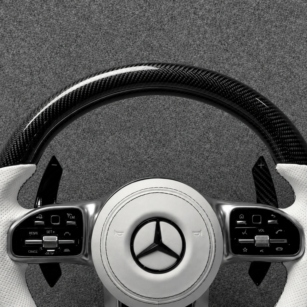 Flat Bottom Carbon Fiber Steering Wheel for Mercedes Benz AMG W118 W205 W212 W213 W221 W222 C63 E63 E63S S63 G63