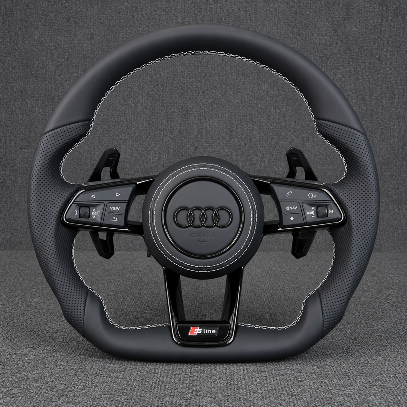 Audi Q3 SQ3 RSQ3 2011-2018 8U Nappa Alcantara Custom Real Carbon Fiber LED Wheel -JIONX