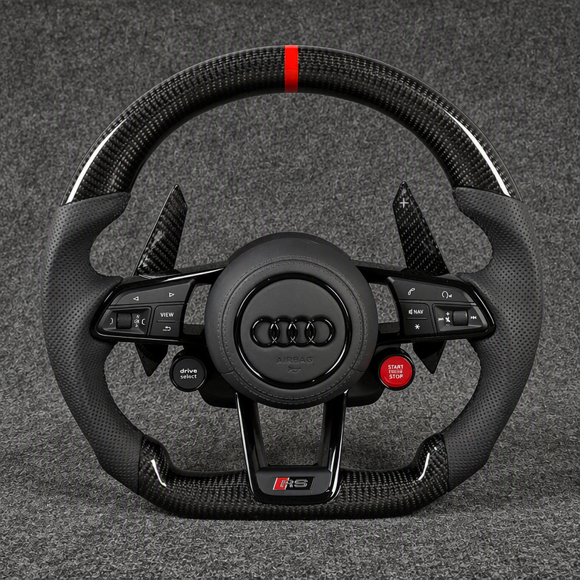 For Audi Q5 8R FY SQ5 2008-2024 Custom Real Carbon Fiber LED R8 Style Steering Wheel | JIONX