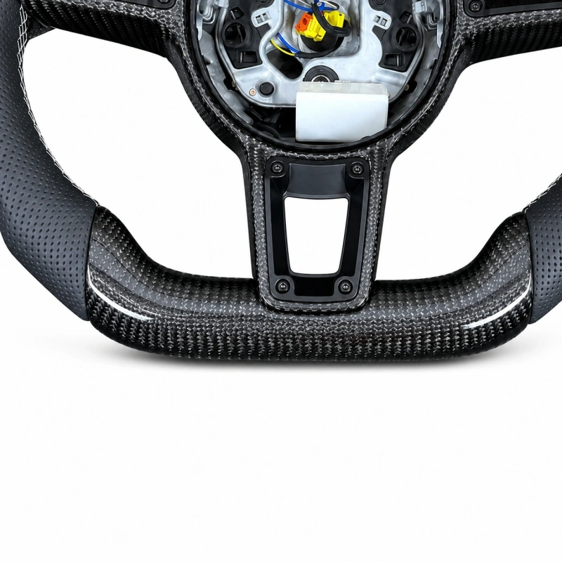 Custom genuine leather and carbon fiber steering wheel with LED indicators suitable for Porsche Macan Cayenne Panamera 911 and other models