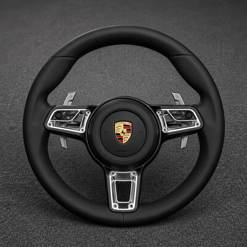 For Porsche 718 Boxster Cayman 982 2016–2025 Nappa Leather Custom Real Carbon Fiber LED Sport Button Steering Wheel -JIONX