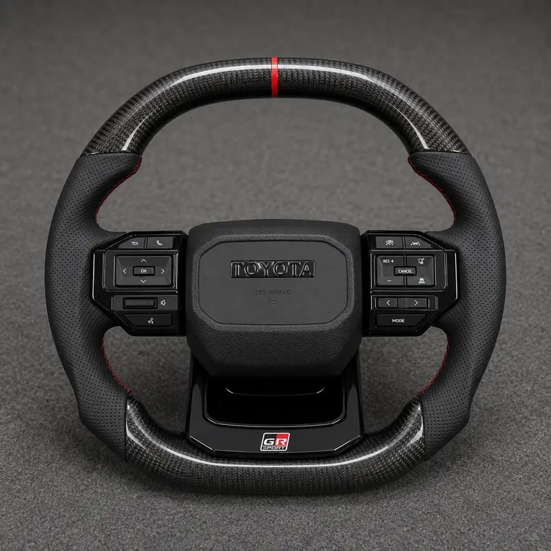Toyota Custom Real Carbon Fiber Flat Bottom Steering Wheel Nappa Leather | JIONX