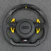 JIONX Audi A4 A5 S4 S5 RS3 RS5 RS7 carbon fiber LED flat bottom wheel semi perforated leather custom replacement yellow marker & paddles
