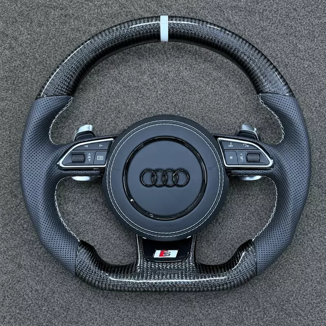Custom carbon fiber steering wheel for Audi A4 A5 S4 S5 B8 B8.5 perforated leather JIONX