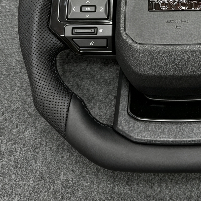 New J Auto PVC Piano Black Steering Wheel for Land Cruiser Prado LC300 2022 Fits 4Runner GR Harrier