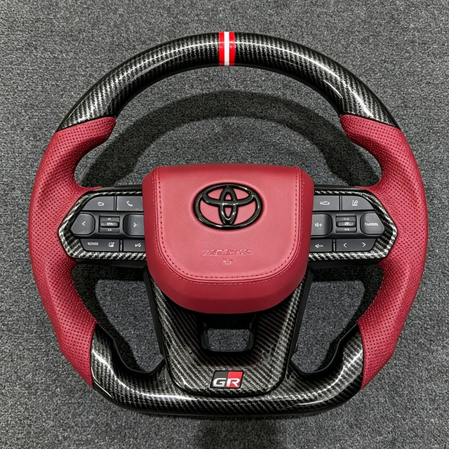 Customized Carbon Fiber Leather Steering Wheel Toyota Corolla Land Cruiser GR Prado LC200 LC300 120 150 Hilux Plug and Play
