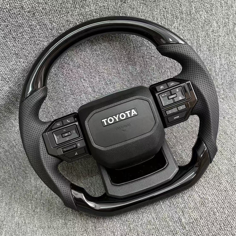 Carbon Fiber Leather Sports Style Steering Wheel for Toyota Land Cruiser LC79 LC76 LC70 LC300 GR 2008-2021 M Style All Black