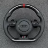 JIONX Audi A4 A5 carbon fiber flat bottom steering wheel with red stitching
