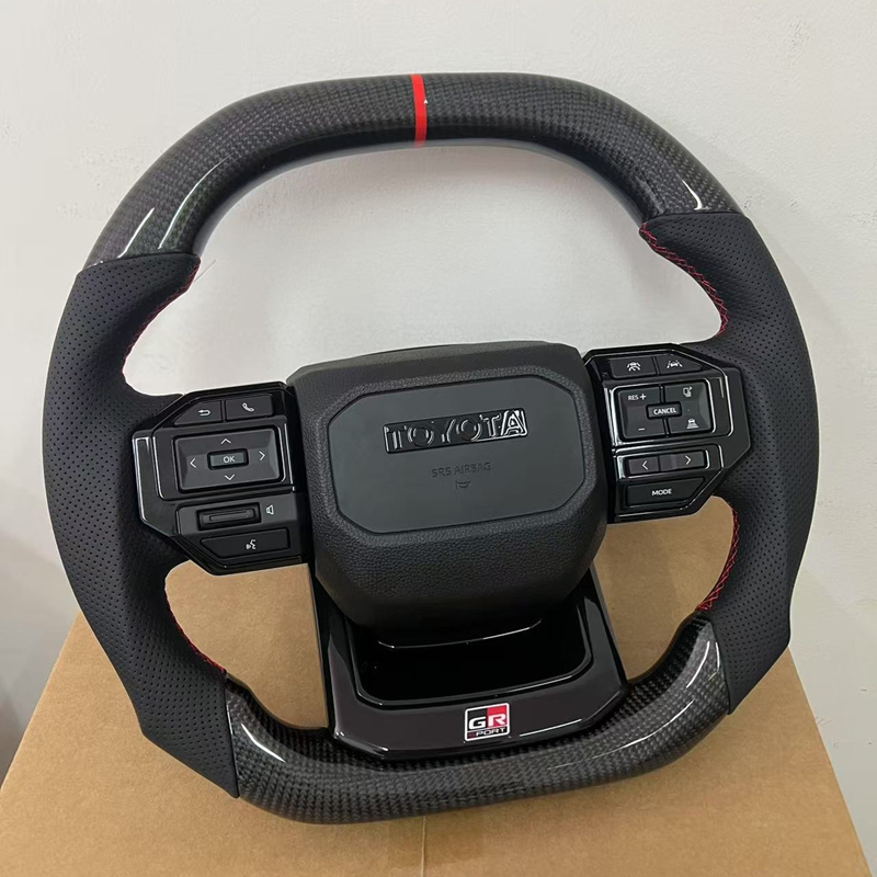 Customized Carbon Fiber Leather Steering Wheel for Hilux Land Cruiser Prado Corolla-Sports Style