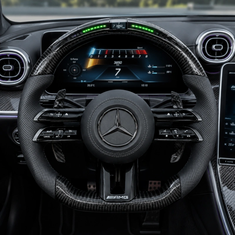 Custom LED Carbon Fiber Steering Wheel for Mercedes AMG W205 W212 W222 W253 W463