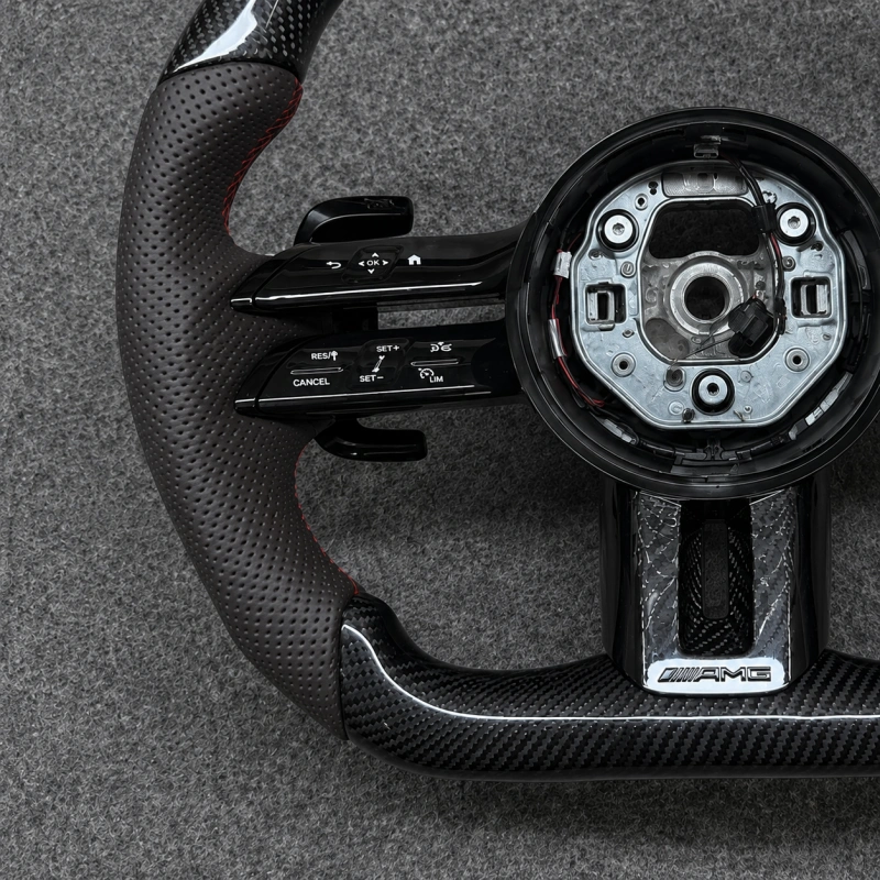 Carbon Fiber Leather Steering Wheel for Mercedes AMG W190 W217 W218 W222