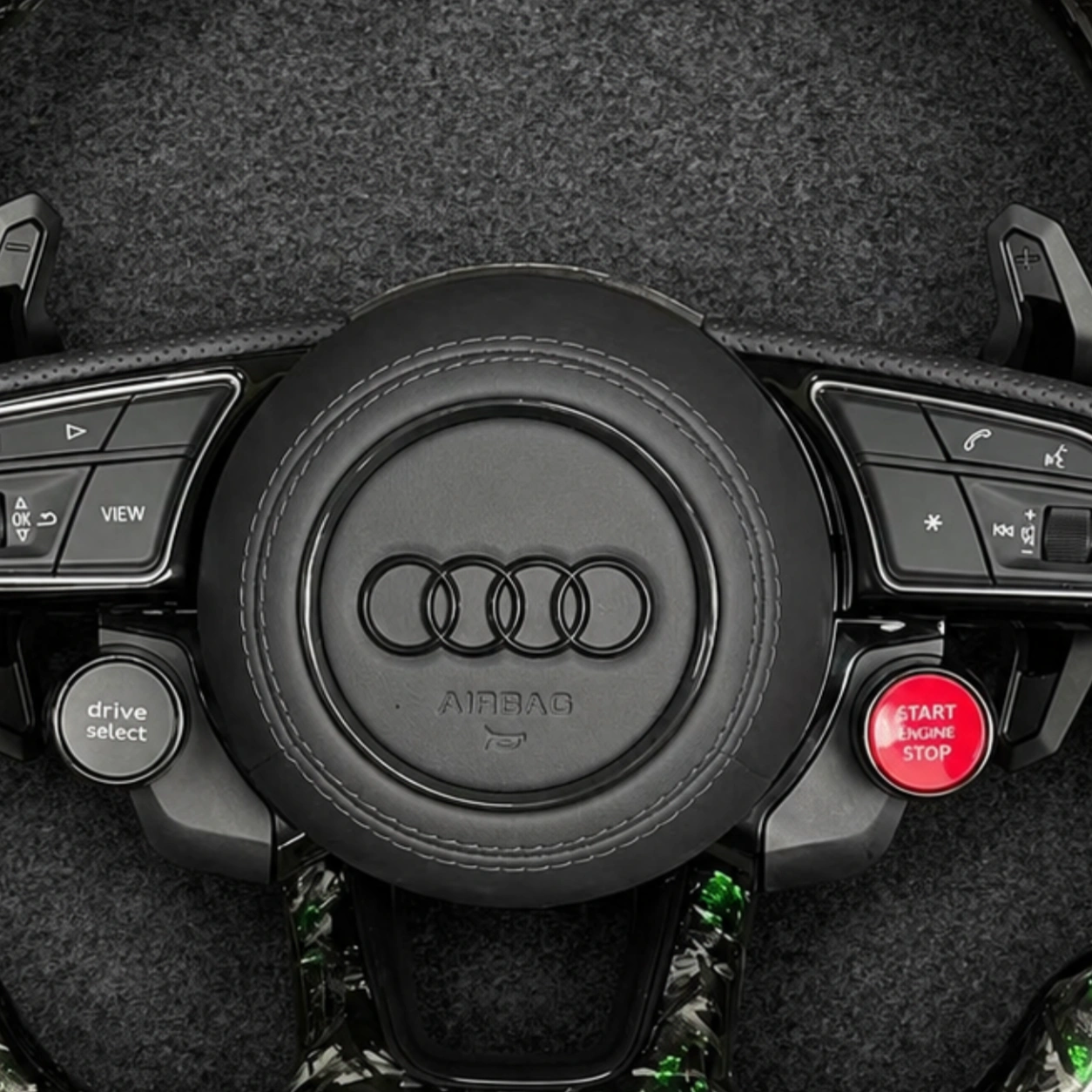 Multifunction Button Detail Green Flake Forged Carbon Steering Wheel For Audi JIONX