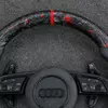 Close Up Red Flake Forged Carbon Fiber Texture On Audi Sport Steering Wheel JIONX