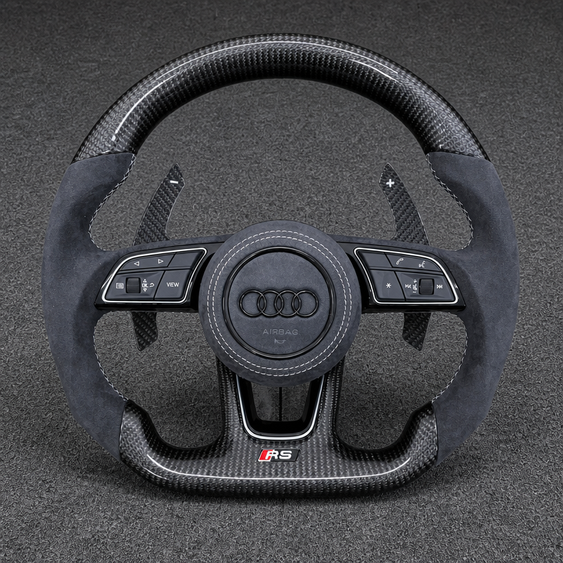 Custom Alcantara Nappa Leather Carbon Fiber LED Wheel for Select Audi A4 S4 RS4 A5 S5 RS5 Models B5 B6 B7 B8 B9 8T 8F F5 1994–2026 -JIONX