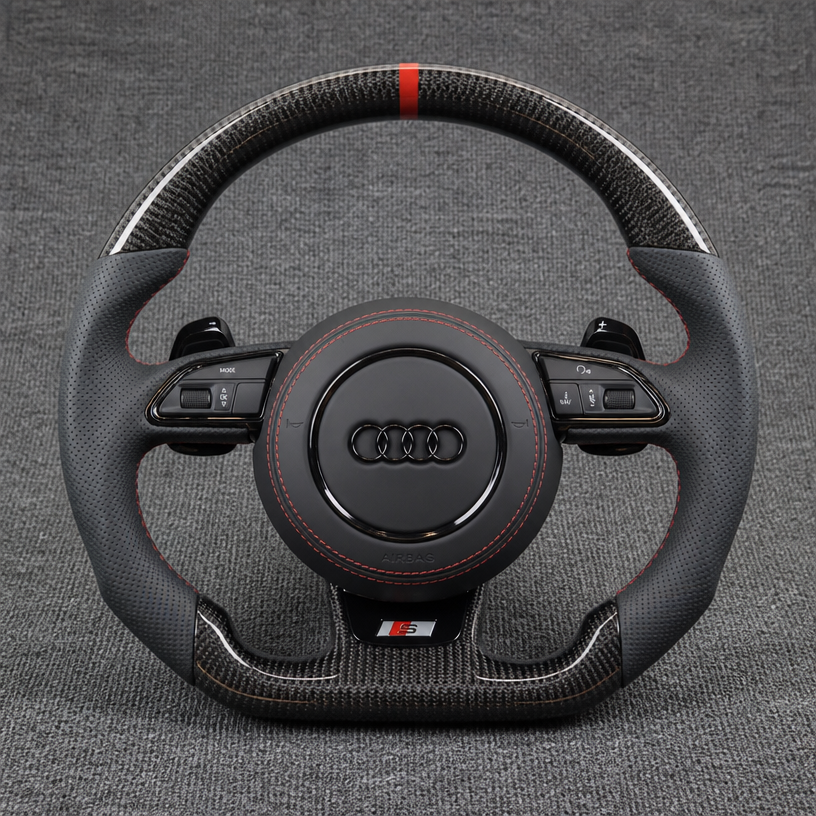 Custom Alcantara Nappa Leather Carbon Fiber LED Wheel for Audi A8 S8 D2 D3 D4 D5 1994–2026 -JIONX