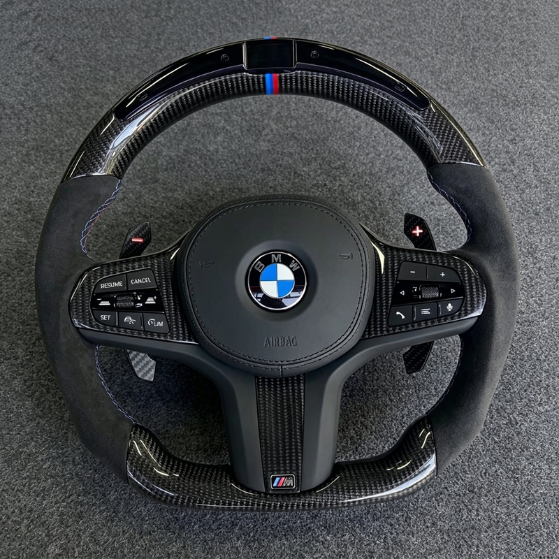 Custom Carbon Fiber LED Steering Wheel for BMW G20 G30 G37 G01 F90 G11 G12 G80 G38 G02 F97 F98 Upgraded Sports Version