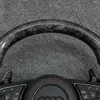 Genuine forged carbon fiber texture closeup on Audi sport steering wheel
