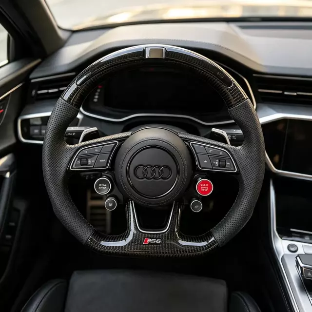 Installed led carbon fiber steering wheel cabin modification with drive select knob for audi Jionx