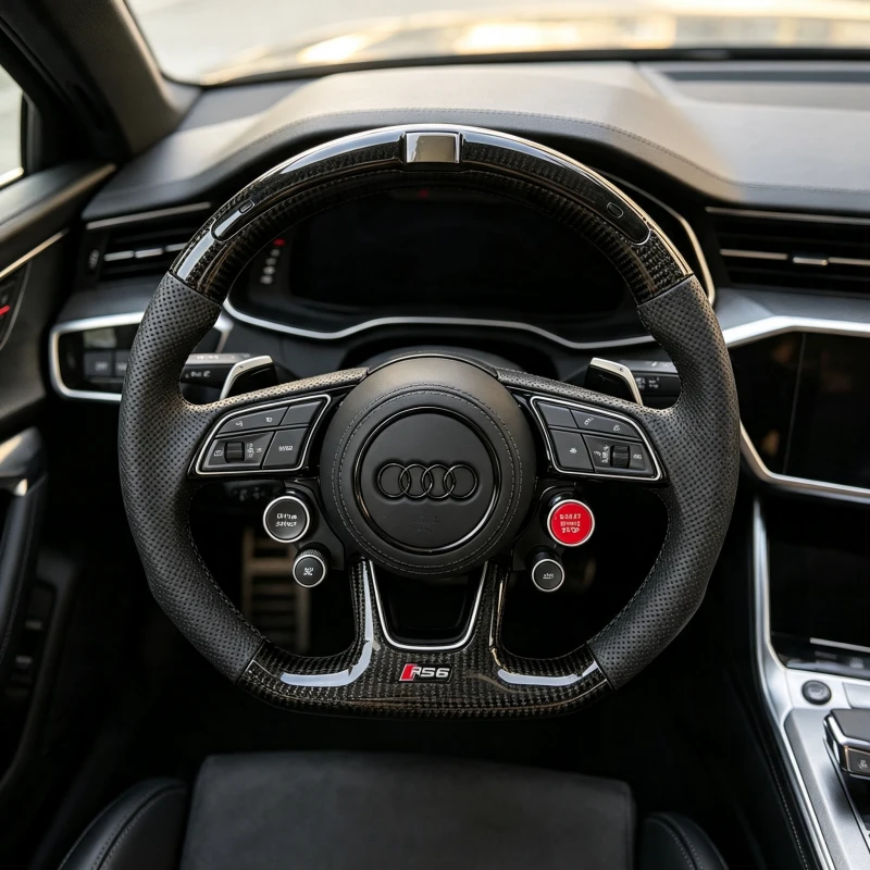 Installed led carbon fiber steering wheel cabin modification with drive select knob for audi Jionx