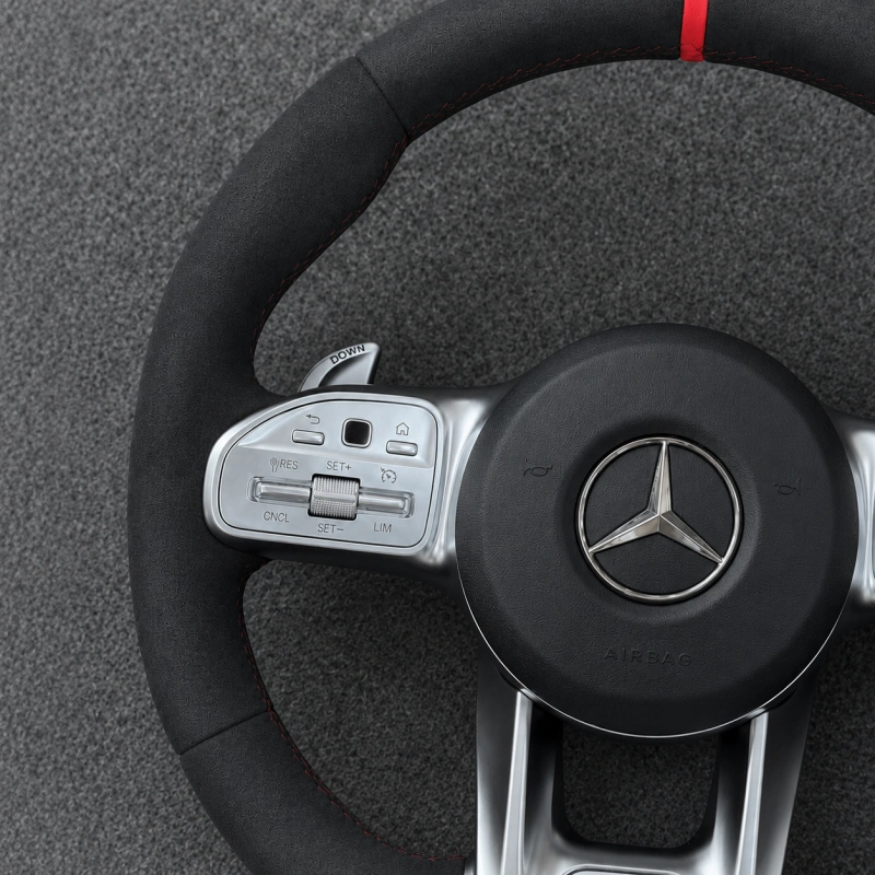 Custom AMG Steering Wheel with Red Center Marker for Mercedes Benz CLA GLC GLB GLE GLS W205 W213