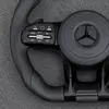 Black Leather AMG Steering Wheel For Mercedes Benz CLA GLC GLB GLS GLE W118 W205 W213 C63 E63 G63 W205 W213 W222 C63S G63 GLC GLE GLA GLS
