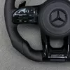 Custom Black Leather Flat Bottom Steering Wheel for Mercedes Benz AMG C63S G63 A45 W204 W205 W212 W213