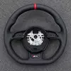 JIONX S Line D Flat Sport Wheel Black Perforated Leather Red Racing Marker For Audi A3 S3 RS3 2013-2020