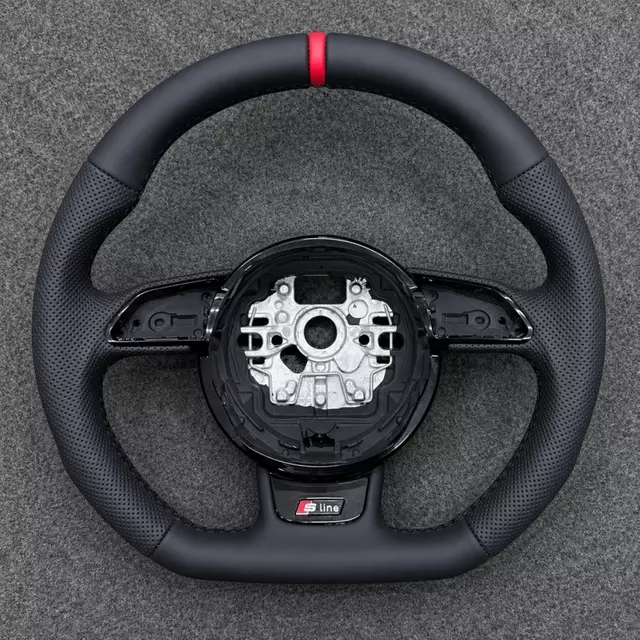 JIONX S Line D Flat Sport Wheel Black Perforated Leather Red Racing Marker For Audi A3 S3 RS3 2013-2020